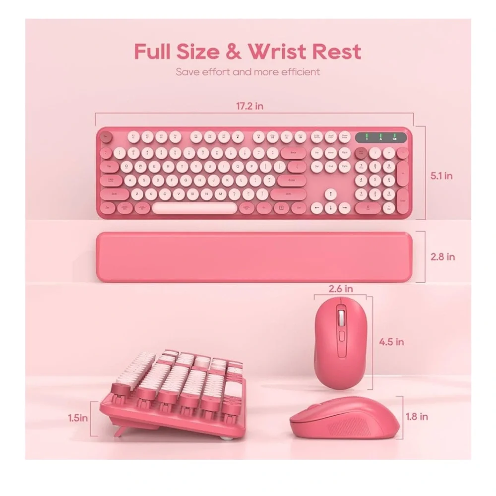 Pink Wireless Keyboard and Mouse Set